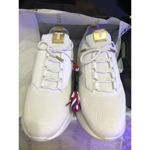 Donald Trump POTUS‎ 45 Sneakers Mens Size 10 White Gold MAGA Shoes Authentic NEW main image 6